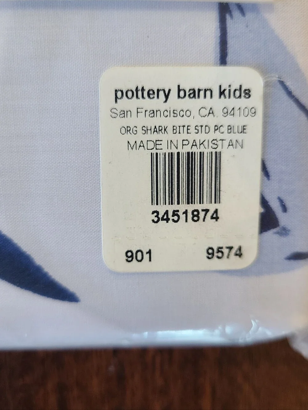Pottery Barn Kids Shark Bite Standard Size Pillowcase  - New